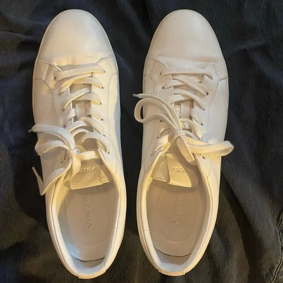 Vince Leather White Sneakers - Picture 1 of 3